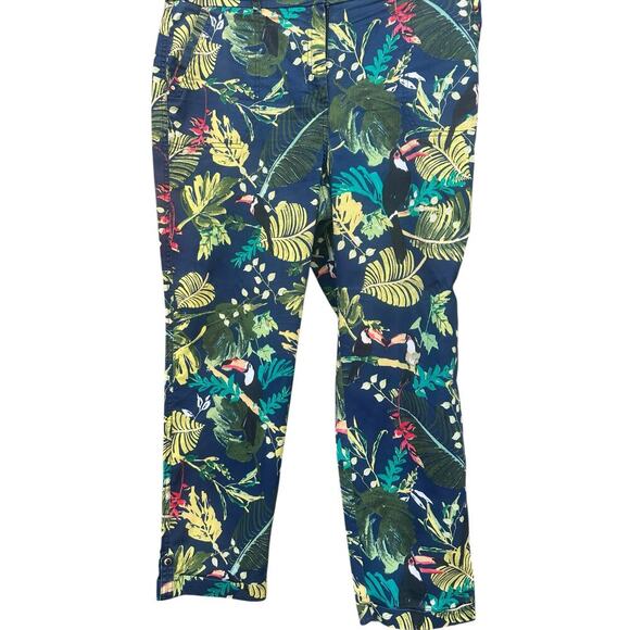 Chino Ankle Hawaiian Toucan Pants Womens Blue Cotton Blend Cuff Ladies. SZ-2.5 - Picture 2 of 7